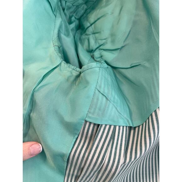 Hickey Freeman 3 Button Suit Jacket Pastel Green White Pinstripes Size 44 JL - Picture 10 of 12